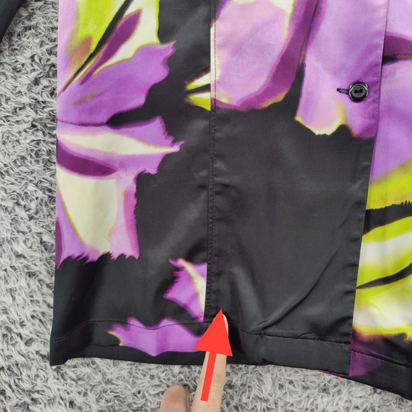 Susan Graver Women Floral Art to Wear Button Down Top M Black Purple 3/4 Sleeve - Picture 6 of 16